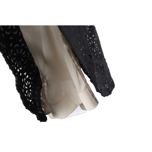 Alice + Olivia Viviana Black Floral Laser Cut 2pc Set Top 4 Skirt 2 Suit - Picture 8 of 12